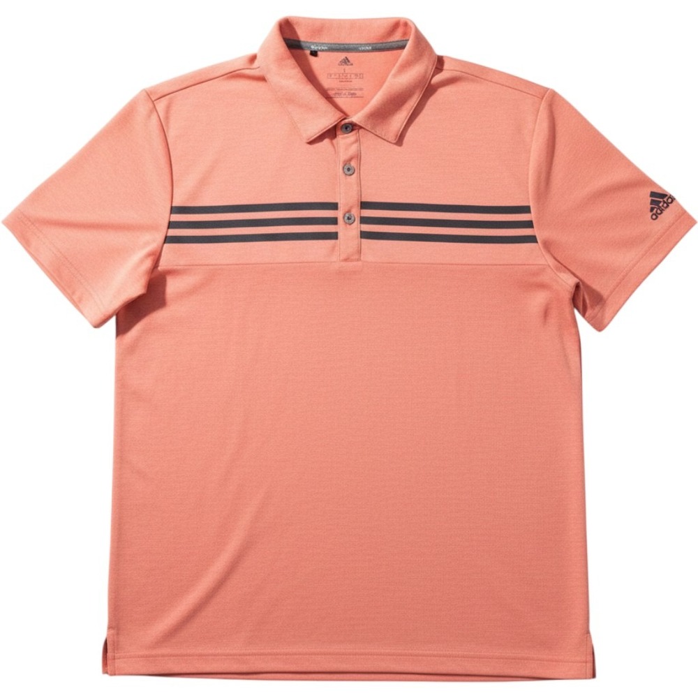 Adidas Mens Heathered Orange 3-Stripe Short Sleeve Polo Shirt Large Sporty
